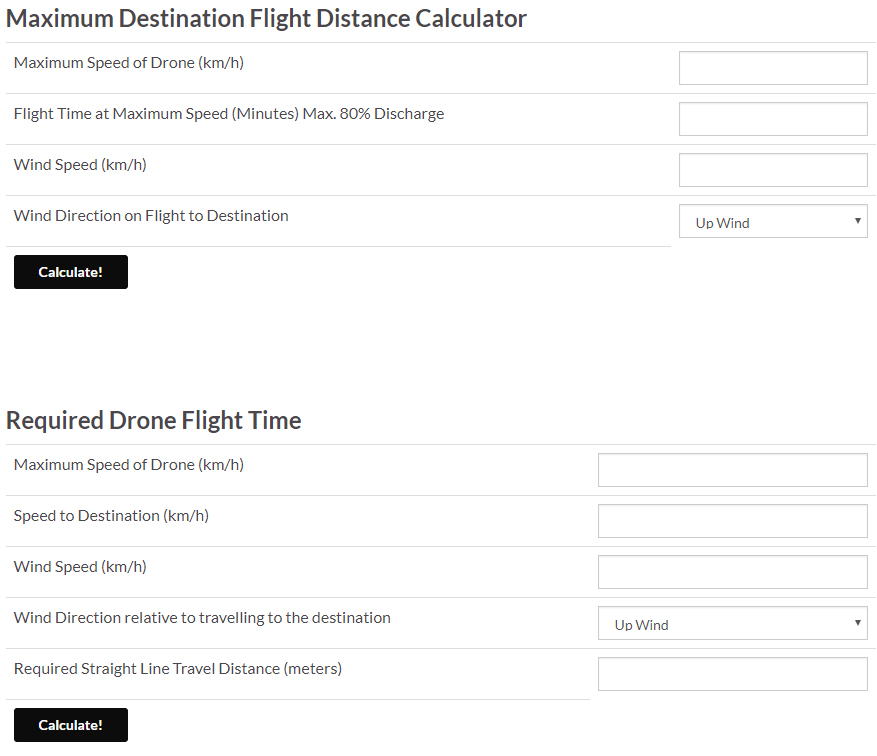 RC Drone Maximum and Flight Calculator